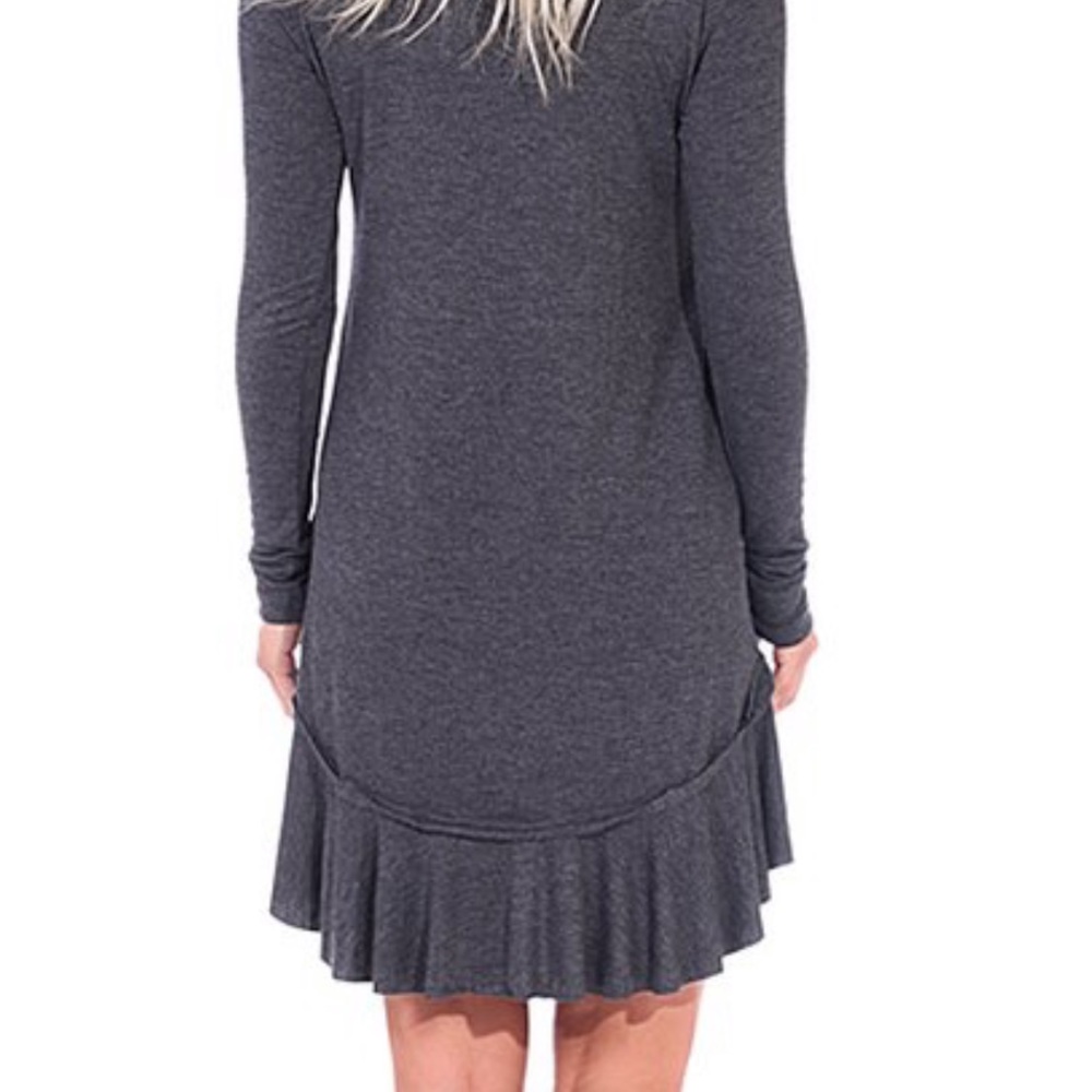 đź–¤STYLE STAPLEđź–¤Gina EssentialGray RuffleHem Dress - Picture 3 of 8